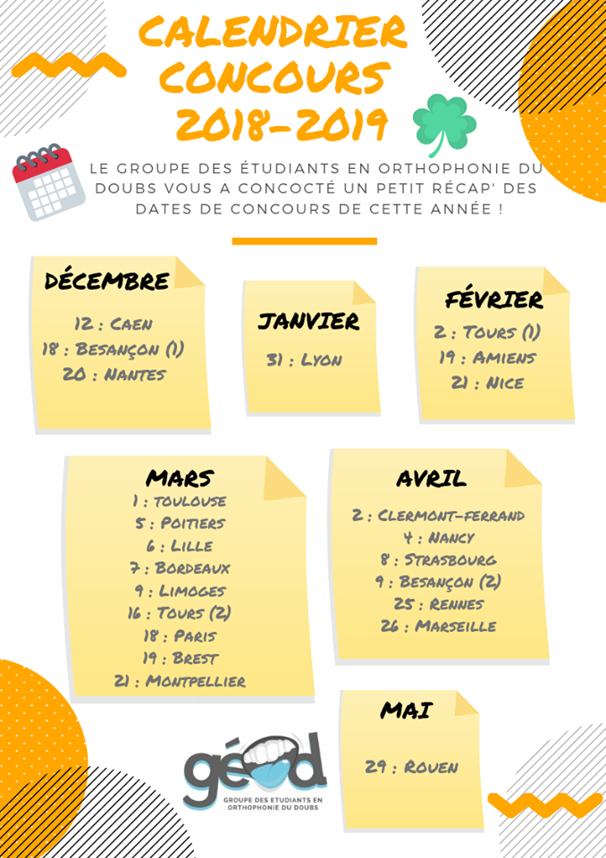 calendrier concours